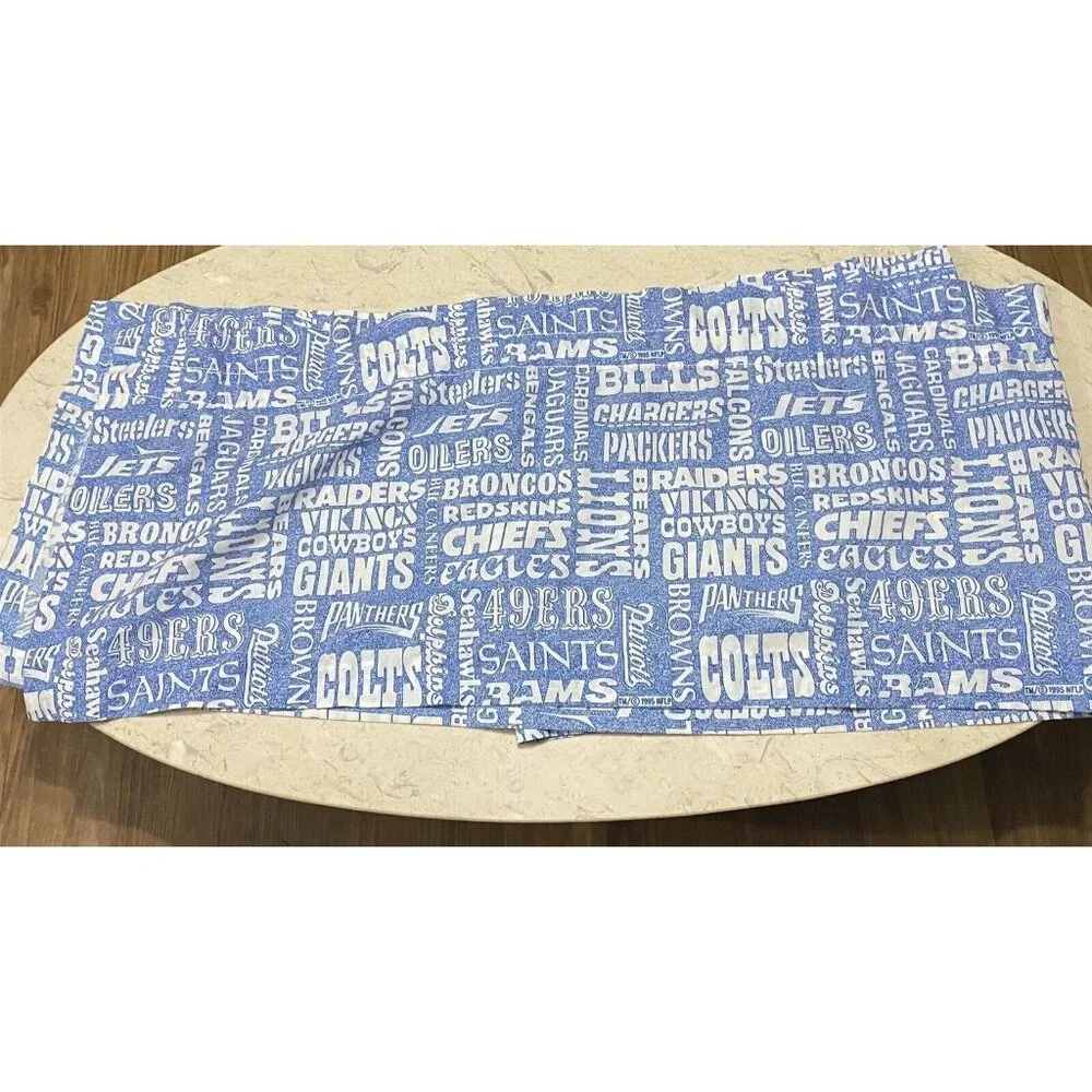 Vintage Window Valance Football NFL Teams Graphic Blue set of 2 Bibb Company